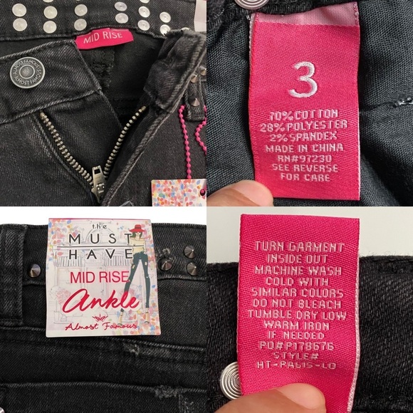 Almost Famous The Must Have Mid Rise Ankle Stretch Distressed Fringe Juniors 3 - Picture 3 of 16